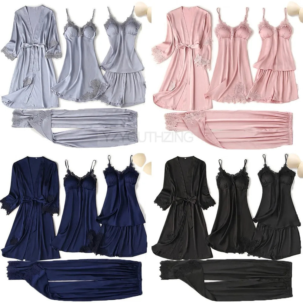 Lace Satin Women Pajama Set