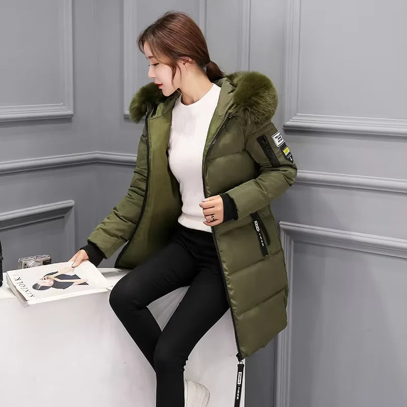 Mid-Length Fur Collar Parka