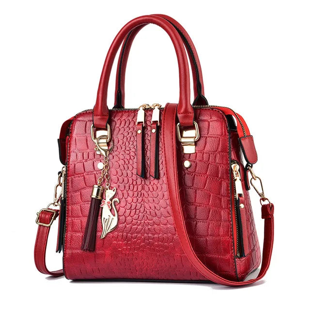 Crocodile Tassel PU Shoulder Bag
