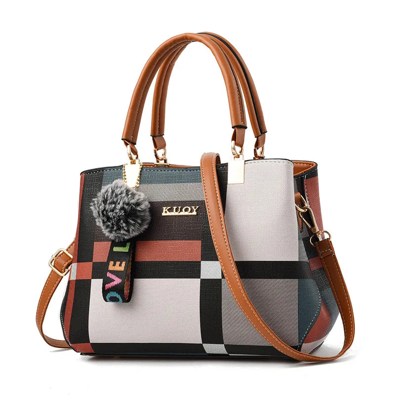 Plaid PU Leather Crossbody Bag