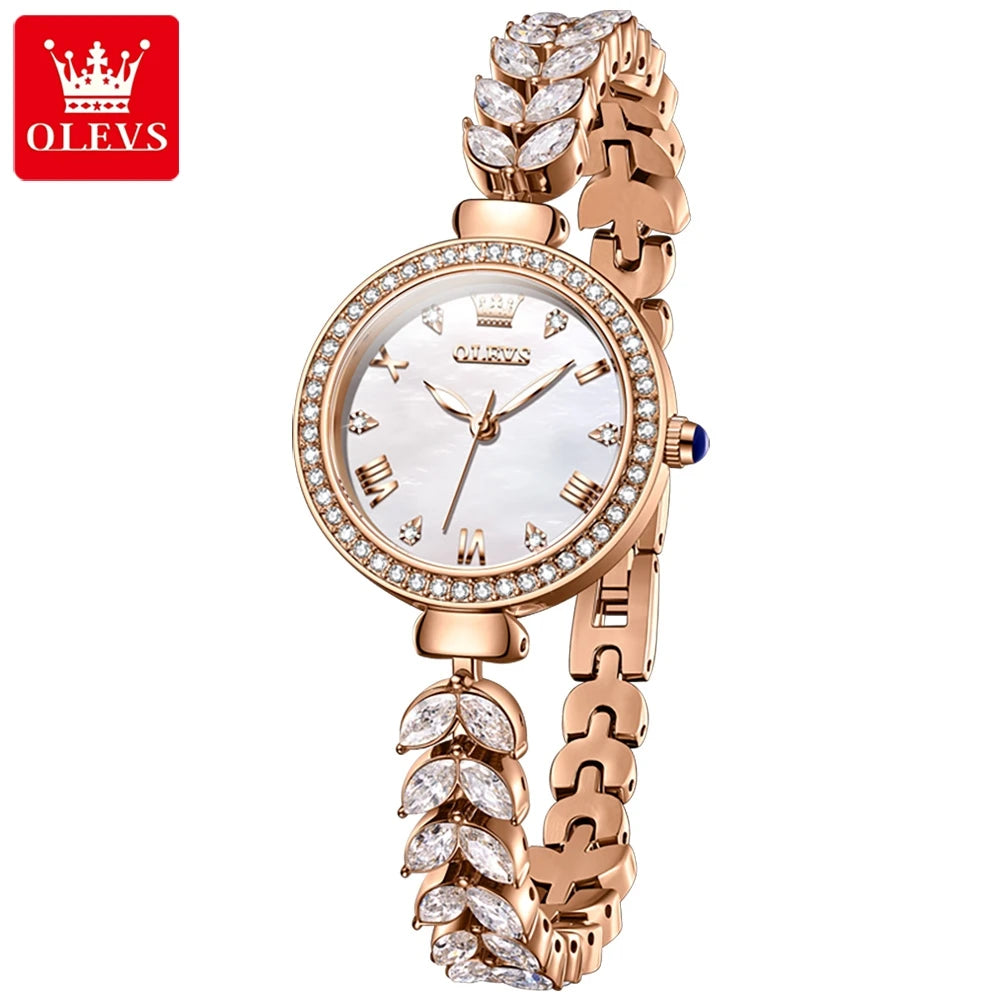 OLEVS Women's Diamond Quartz Watch Steel