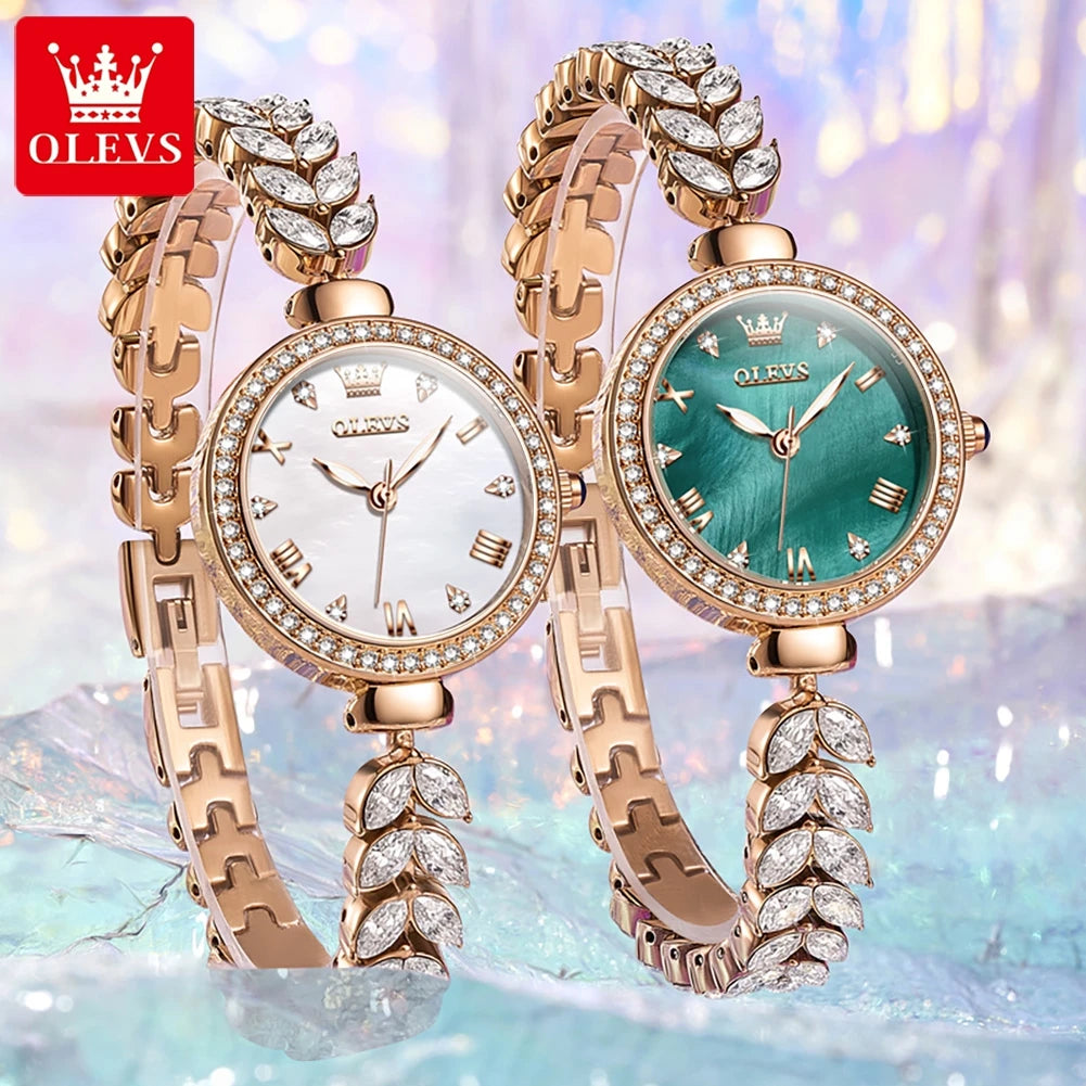 OLEVS Women's Diamond Quartz Watch Steel