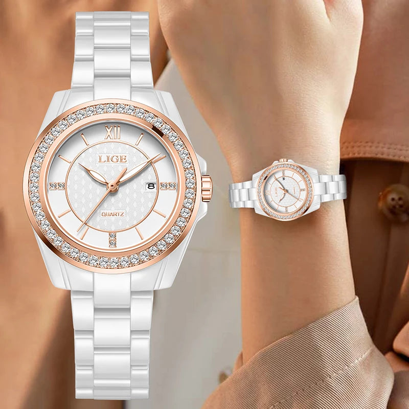 LIGE Ceramic Luminous Ladies Watch