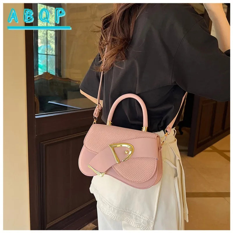 Women's Minimalist Shoulder Bag with Gold Hardware