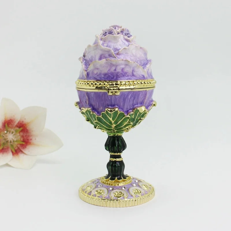 Enamel Rose Egg Trinket Storage Box Gift
