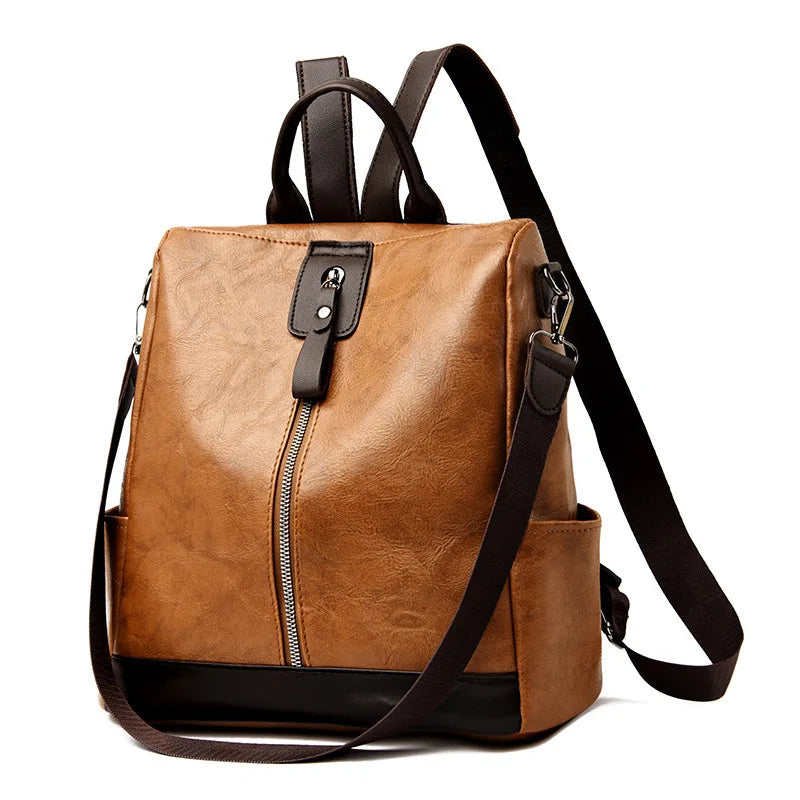 Leather Backpack Multi Pocket