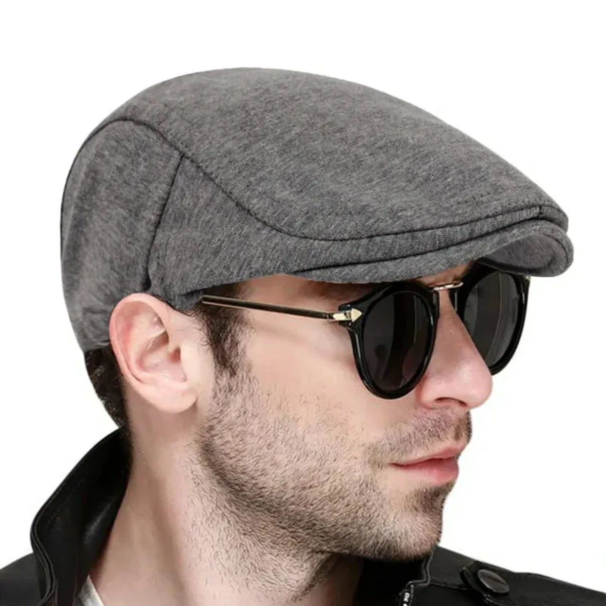 Men Solid Flat Newsboy Cap