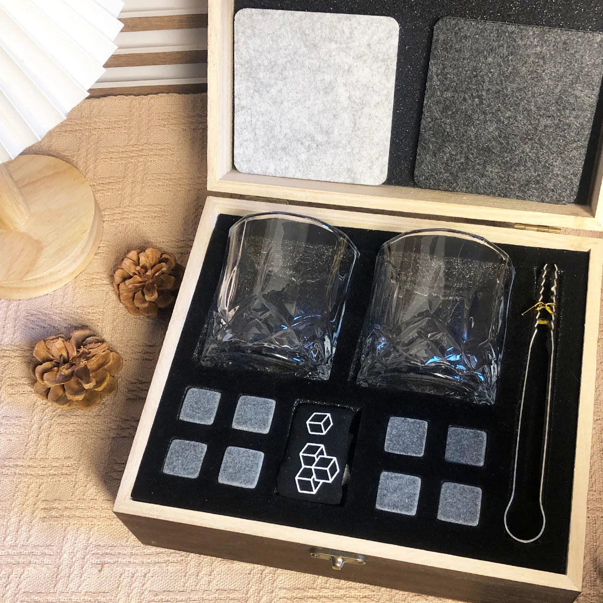 Whiskey Granite Stones Glass Set Men Gift