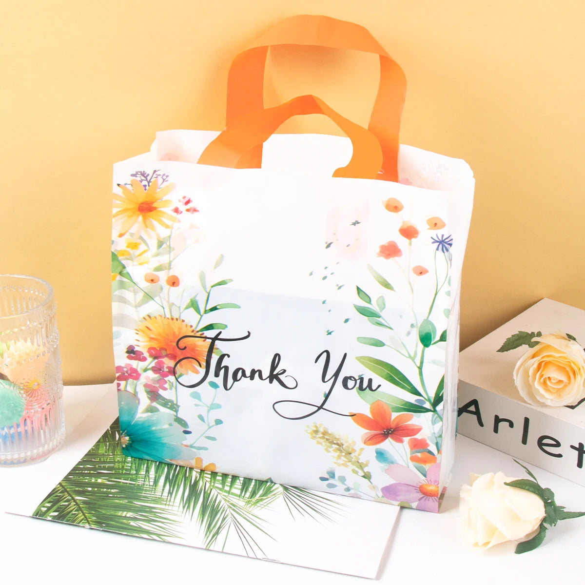 Thank You Floral Tote Bag Wedding Party 10 Pcs
