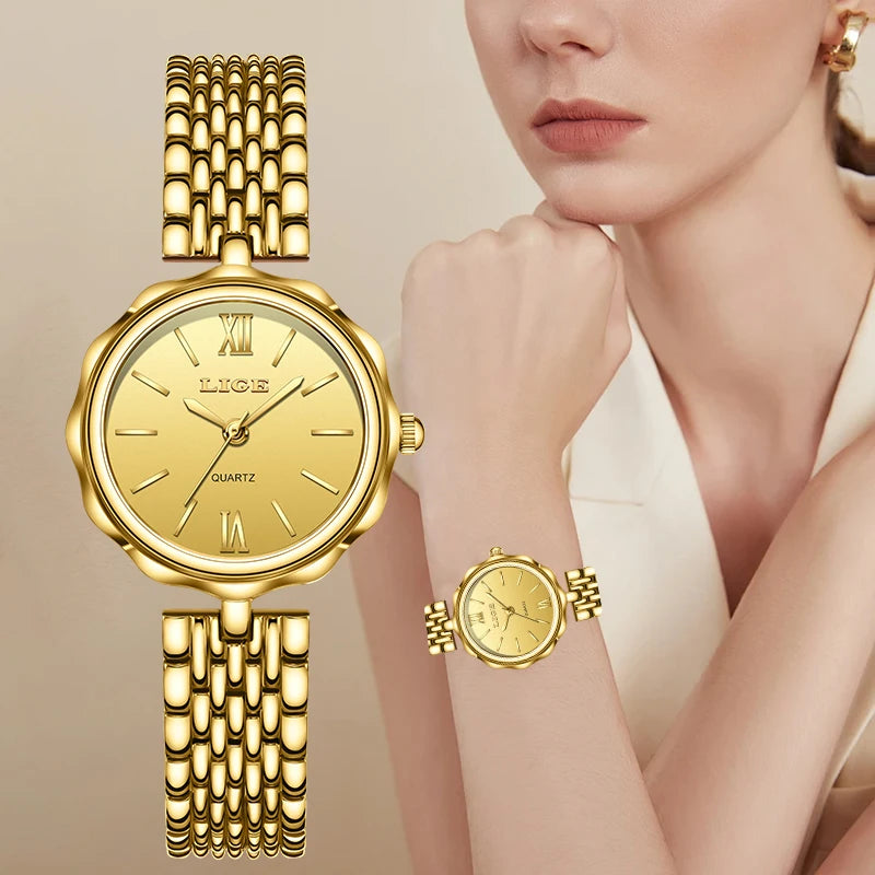 LIGE Small Dial Steel Ladies Watch