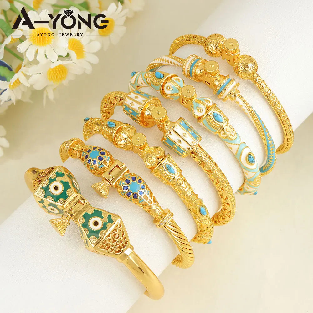 Gold Turquoise Bridal Bangle