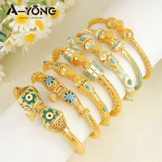 Gold Turquoise Bridal Bangle