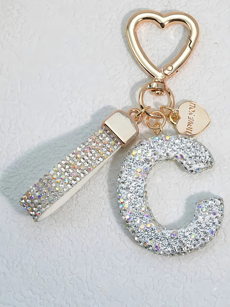 Crystal Initial Letter Keychain