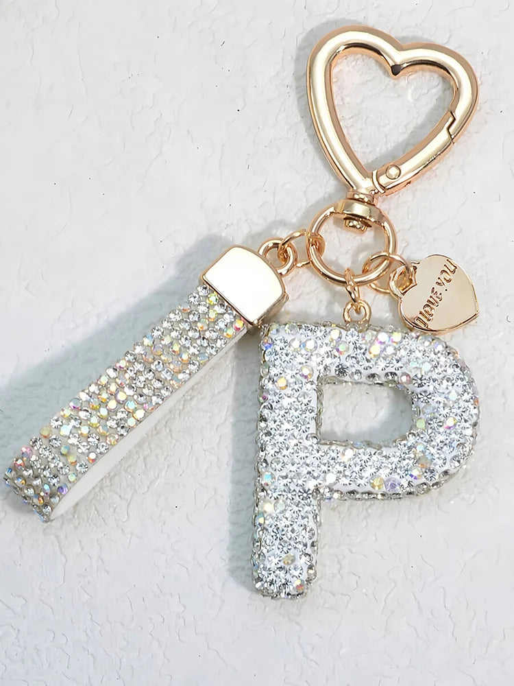 Crystal Initial Letter Keychain