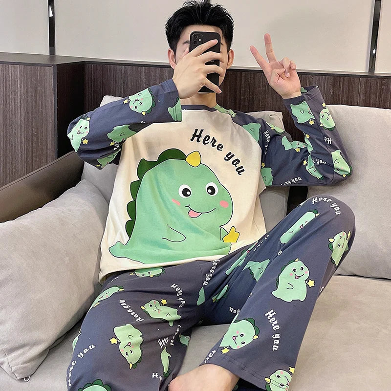 Cotton O-Neck Men Pajama Set