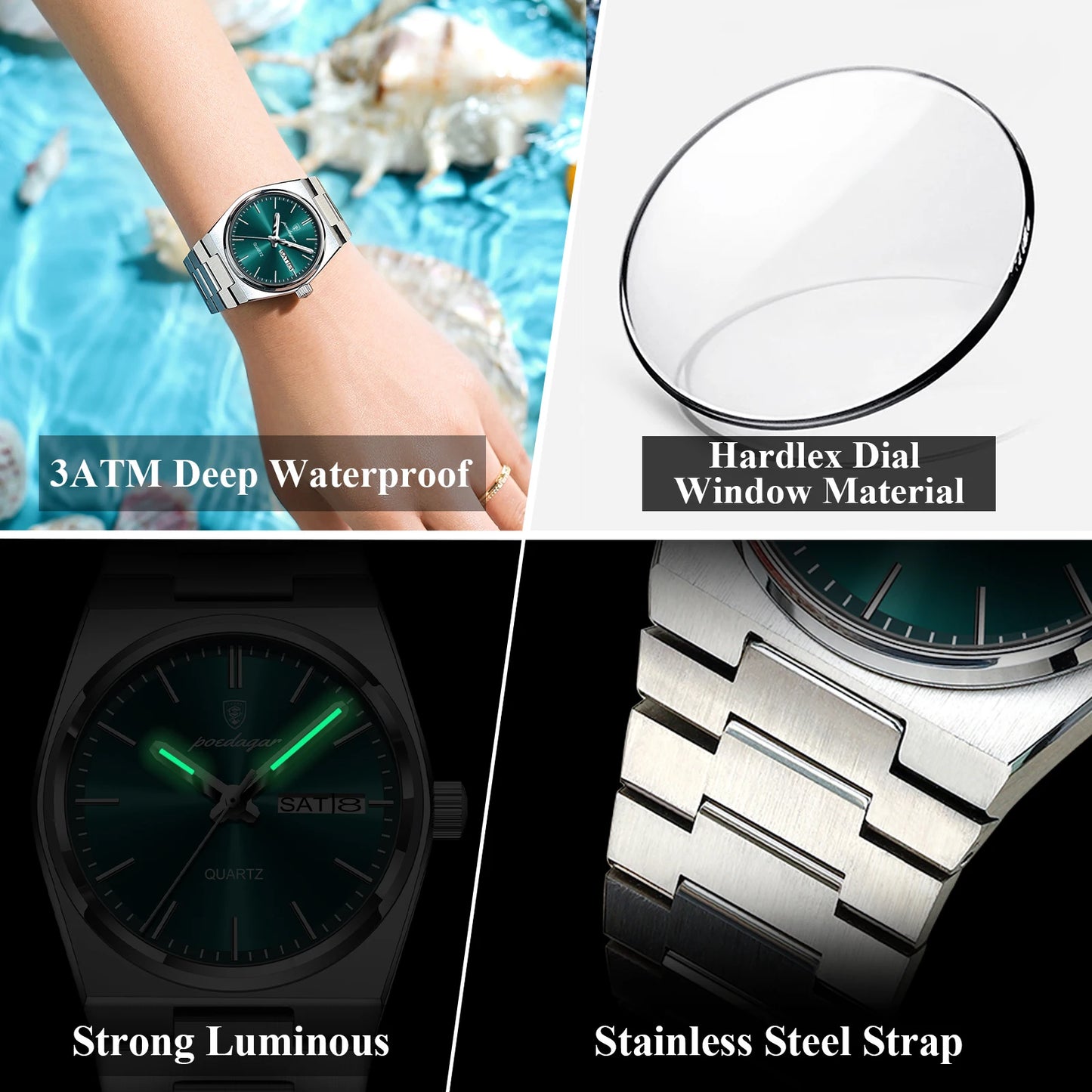 POEDAGAR Luminous Date Ladies Watch