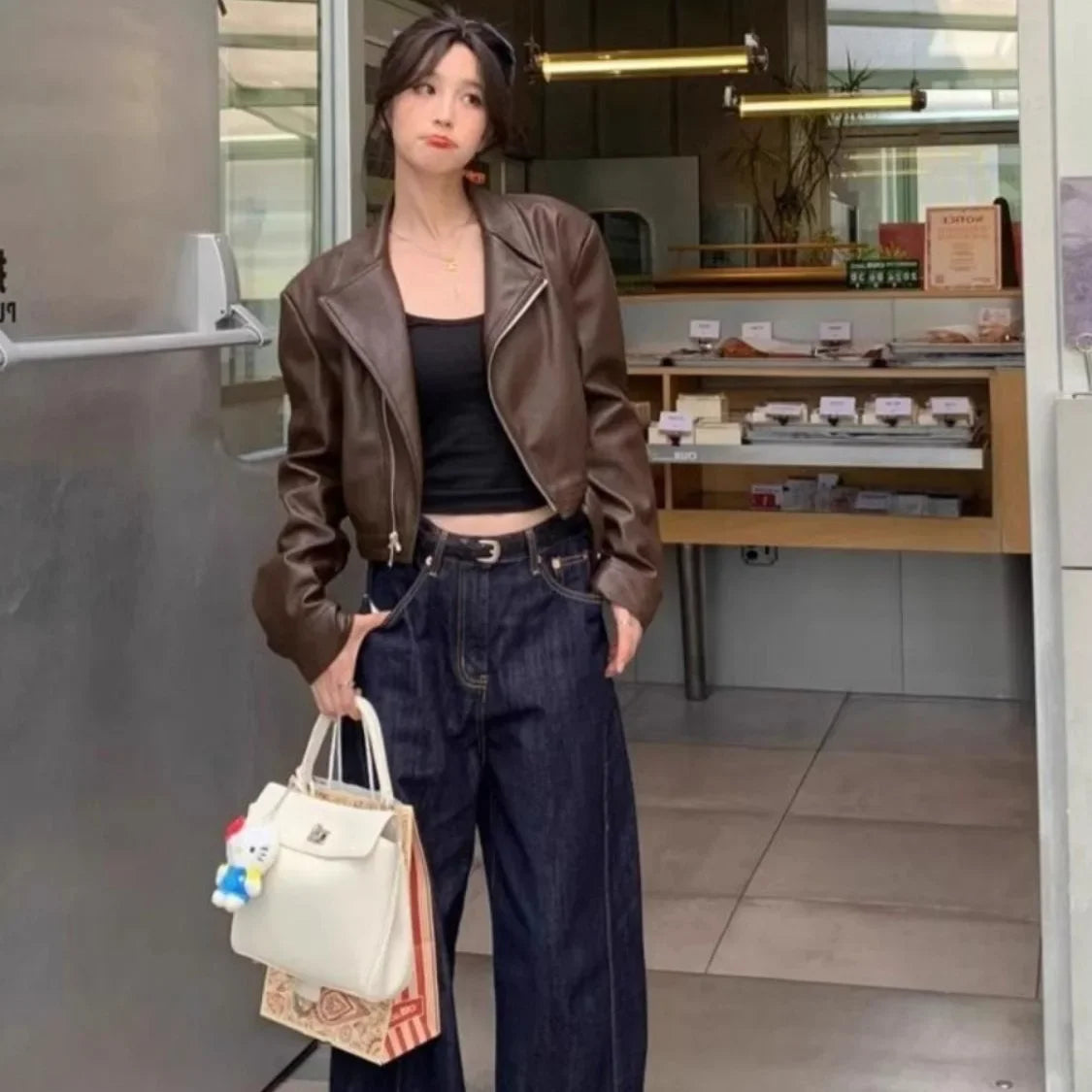 Brown Retro Moto Jacket