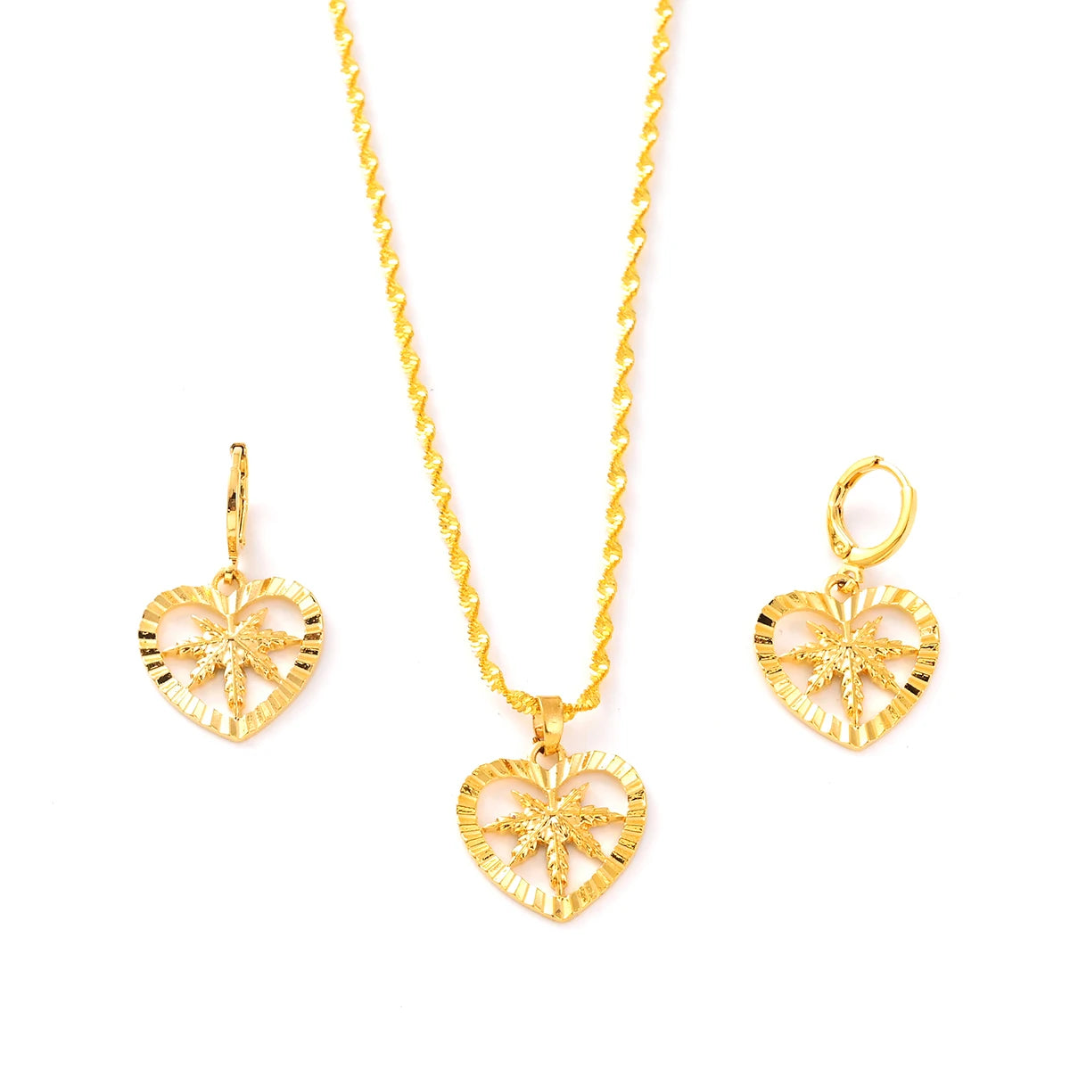 Gold Plated Dubai Necklace Earrings Set