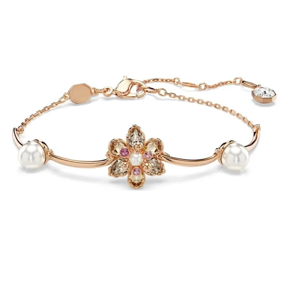 Gold Flower Pearl Jewelry Set