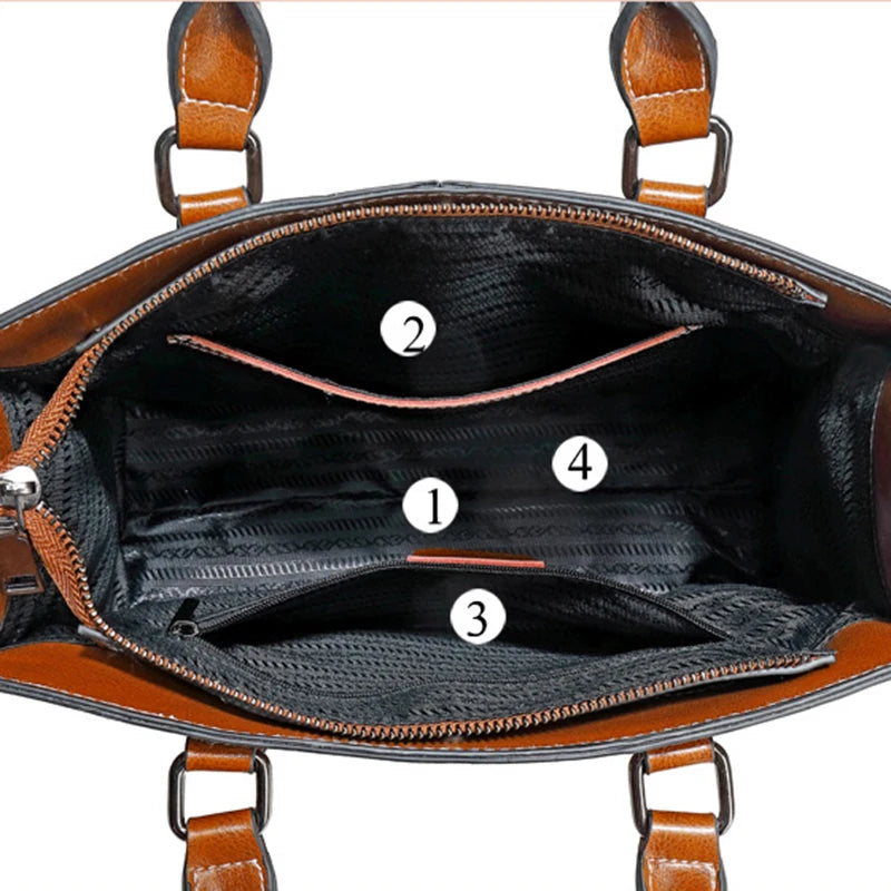 Cowhide Leather Shoulder Tote Bag