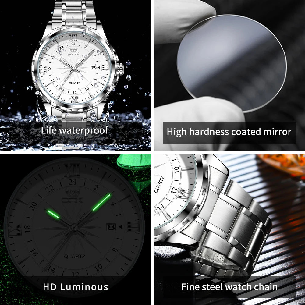 OPK Men's Steel Dual Calendar Quartz Watch
