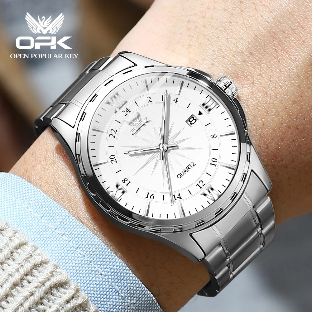OPK Men's Steel Dual Calendar Quartz Watch