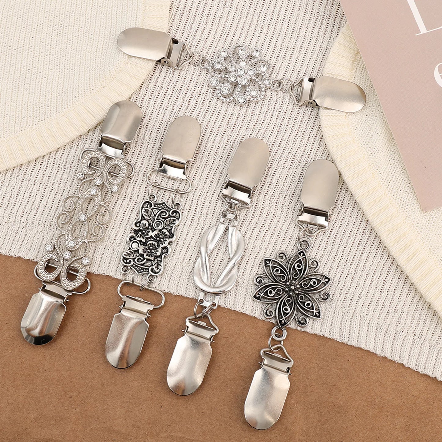 Floral Cardigan Shawl Clips