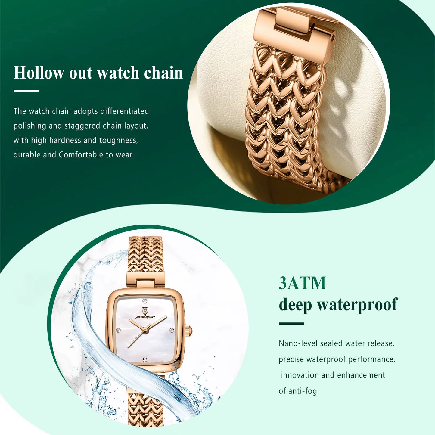POEDAGAR Square Women Watch