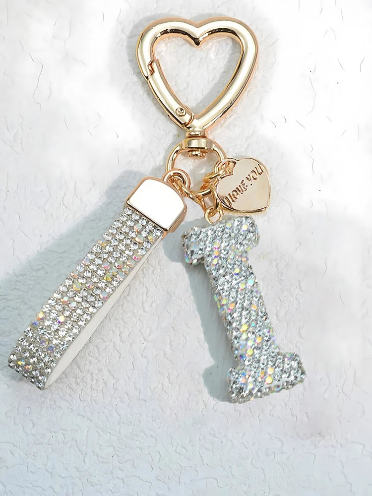Crystal Initial Letter Keychain