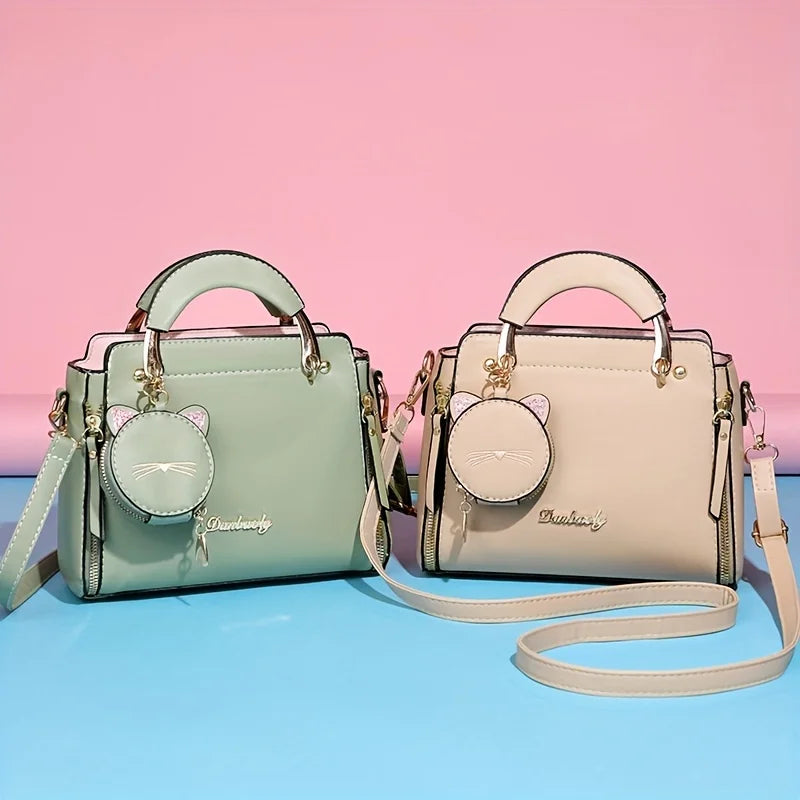 Women's Cat Satchel Top Handle Shoulder Bag