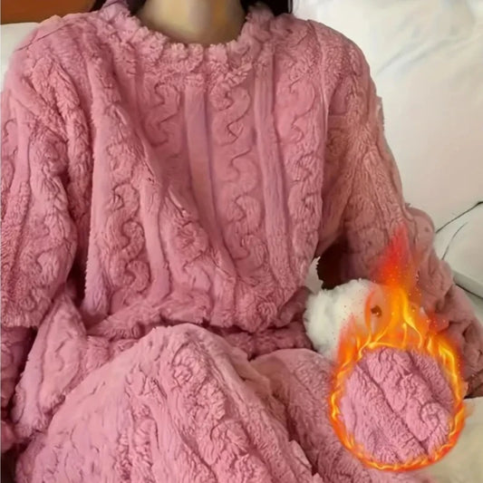 Women's Coral Velvet Jacquard Pajama Set