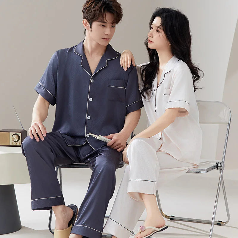 Ice Silk Couple Pajama Set