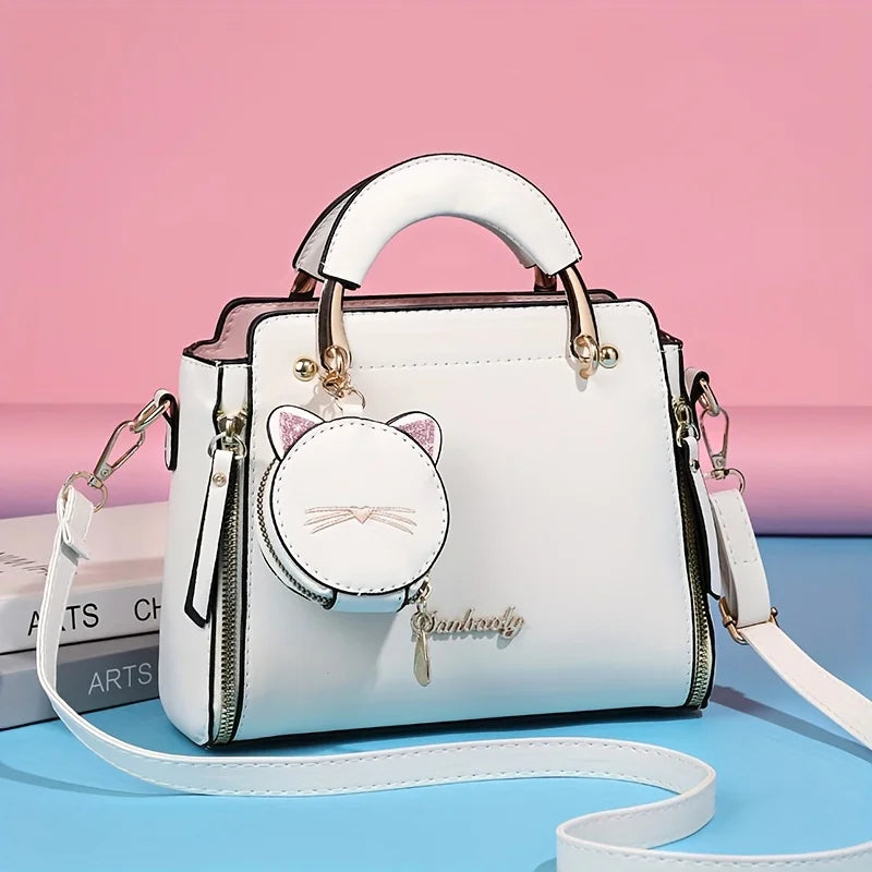 Women's Cat Satchel Top Handle Shoulder Bag
