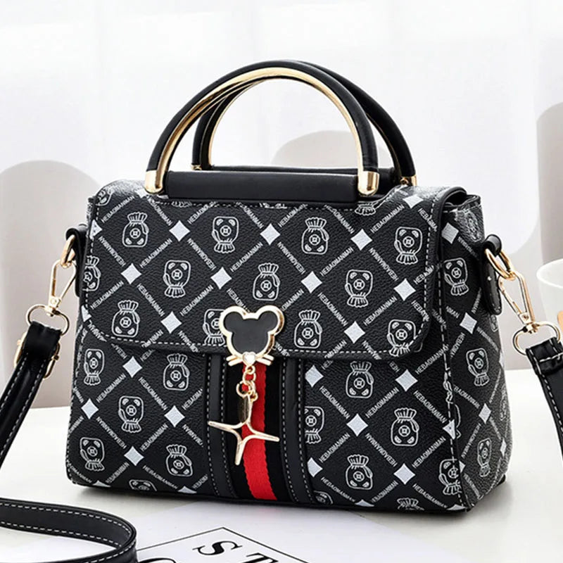 Women's Monogram Print Leather Shoulder Bag