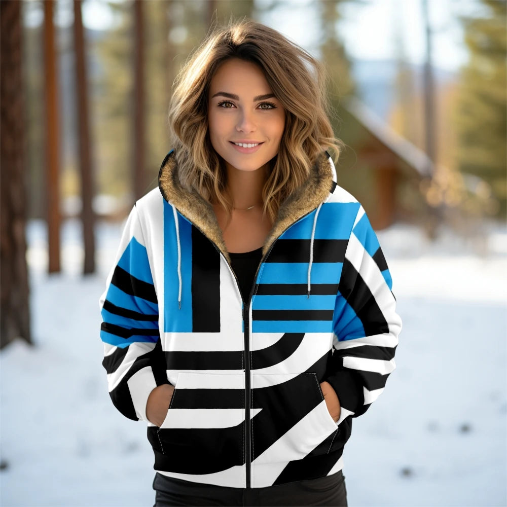 Women's Geometric Hooded Coat