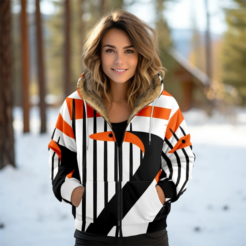 Women's Geometric Hooded Coat