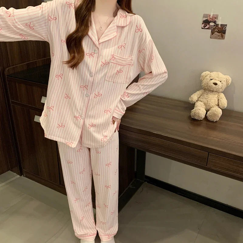 Women's Pink Bow Harajuku Pajama Set