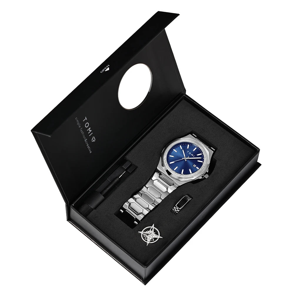 TOMI Men's Rose Gold Quartz Watch Gift Set