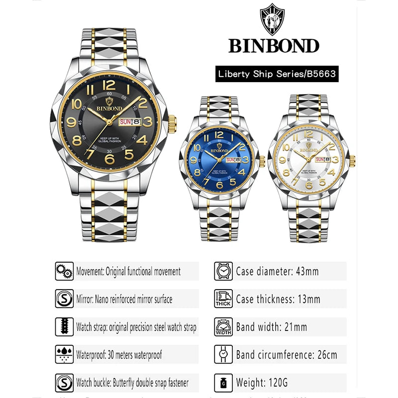BINBOND Luminous Men's Quartz Watch