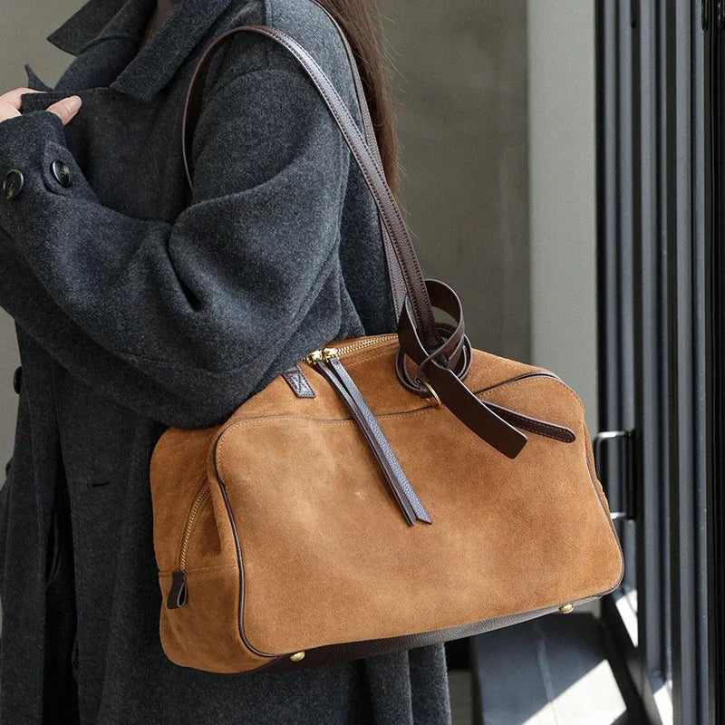 Suede Cowhide Large Tote Bag