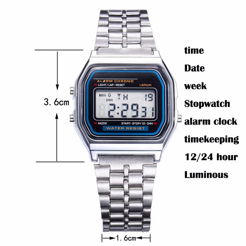 Men's Gold LED Digital Watch