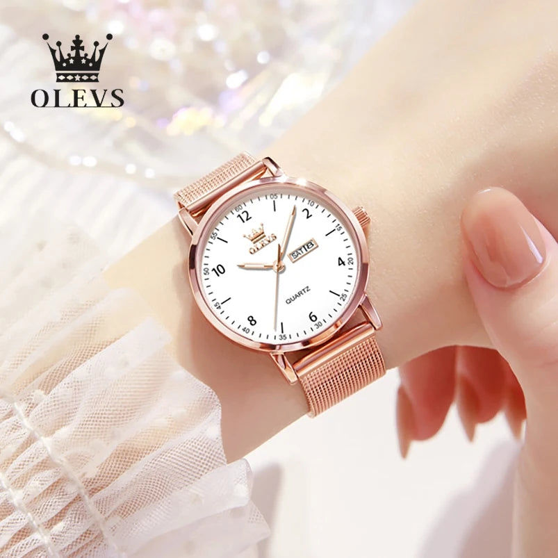 OLEVS Crystal Milanese Steel Watch