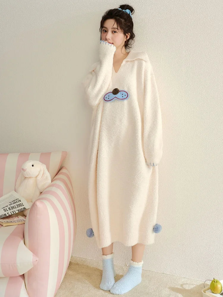 Women's Velvet Nightgown Warm Loose
