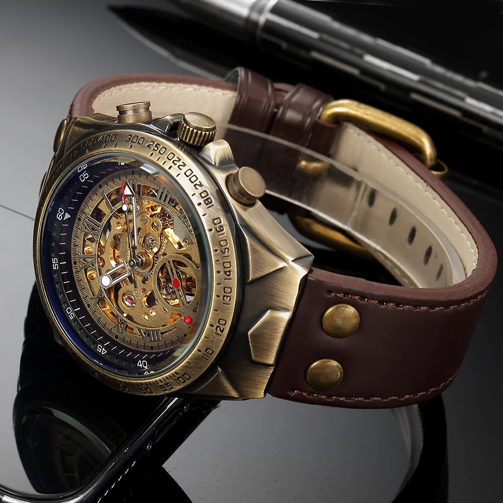 Men's Retro Leather Mechanical Watch