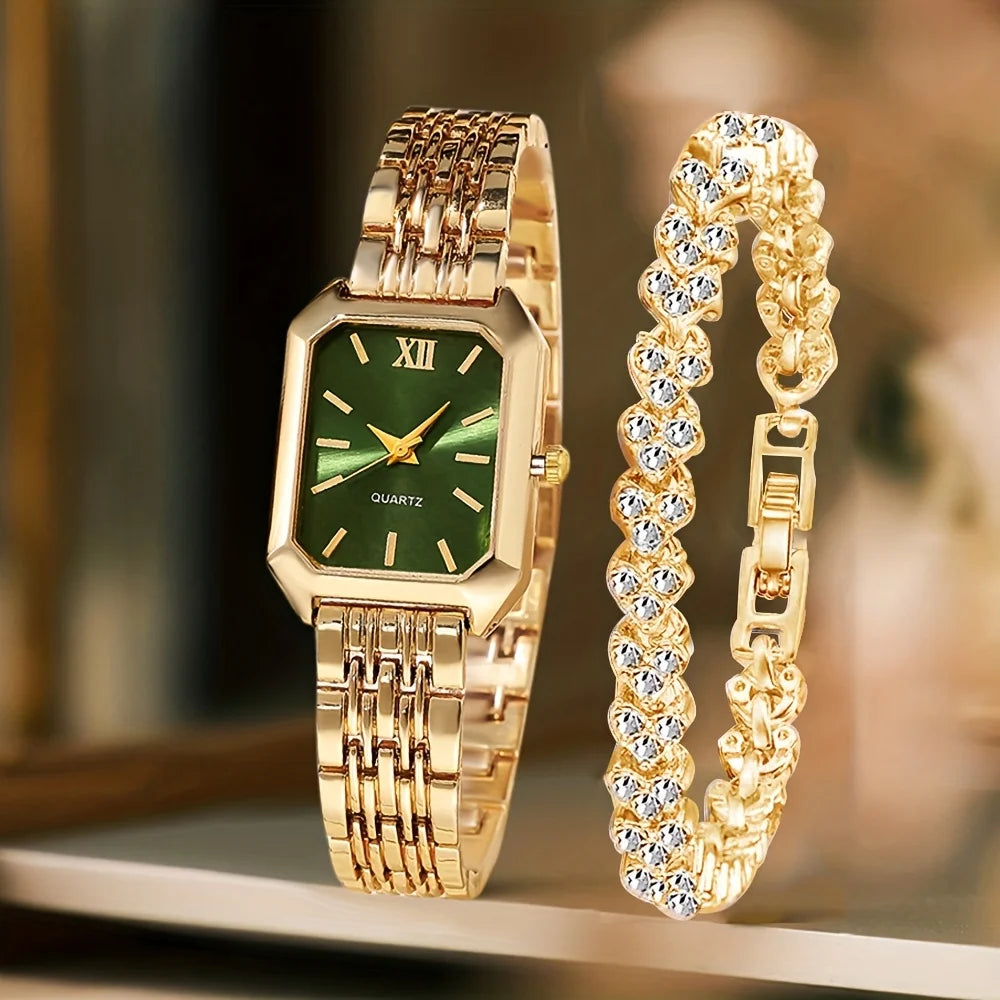Women's Heart Chain Quartz Watch Set