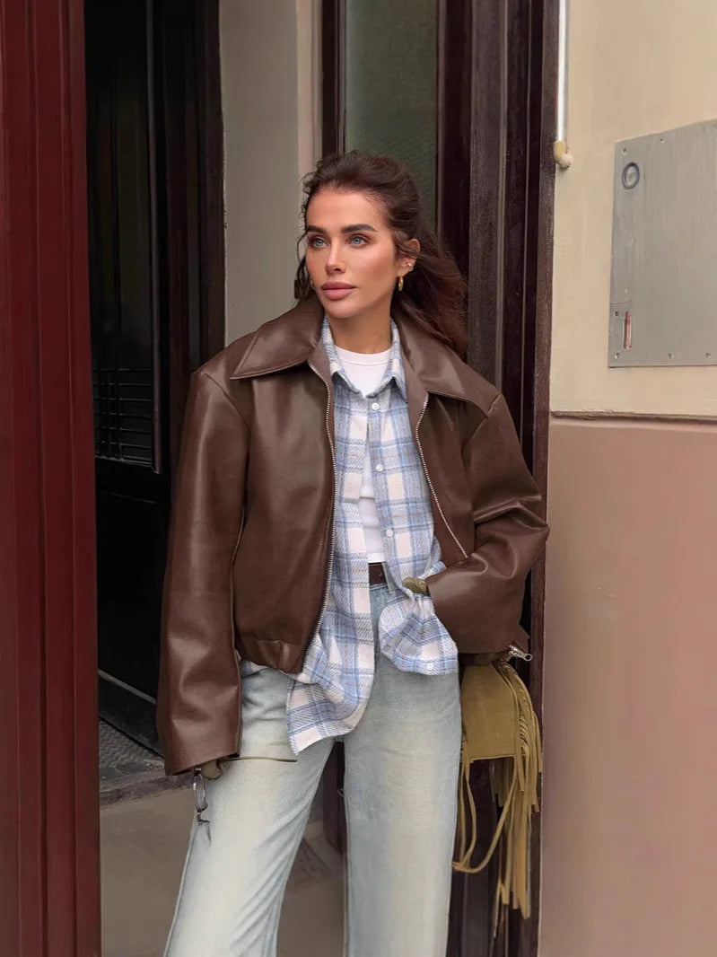 Burgundy Bomber Cropped Jacket