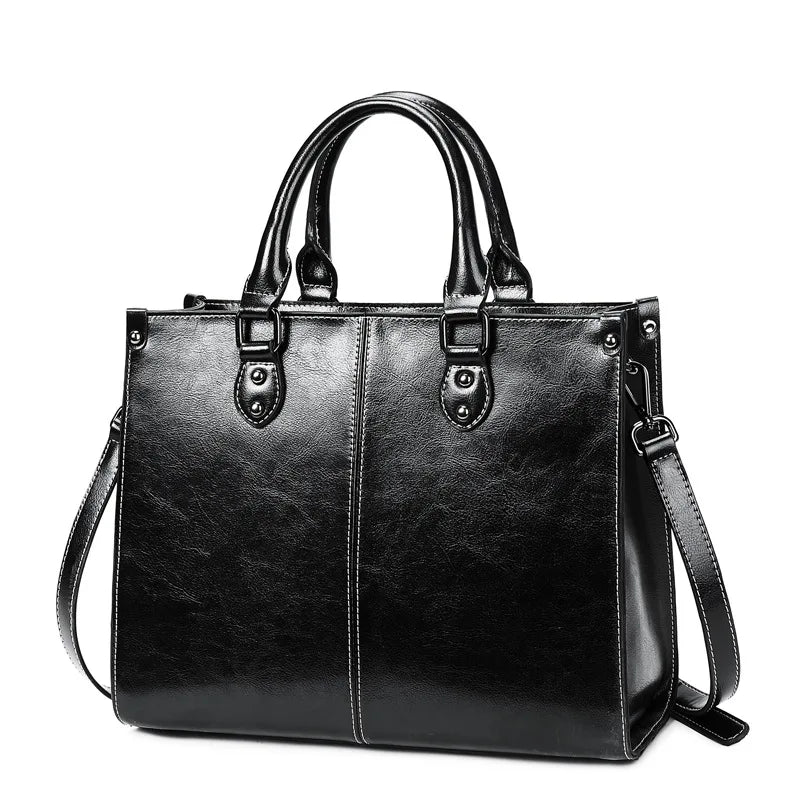 Cowhide Leather Shoulder Tote Bag