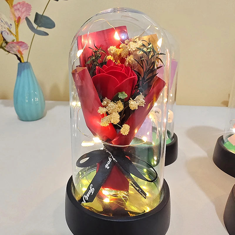 Eternal Rose LED Acrylic Soap Flower Set