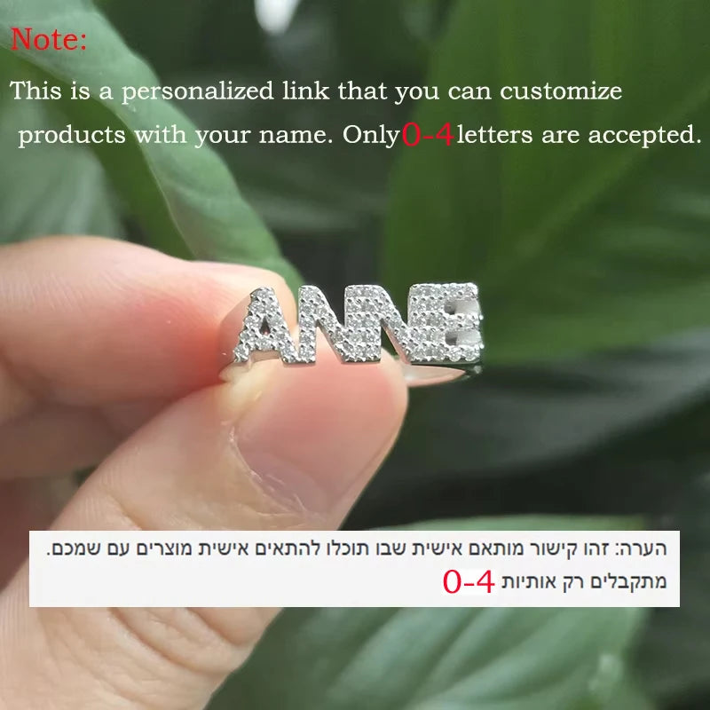 Custom Name Moissanite Silver Ring