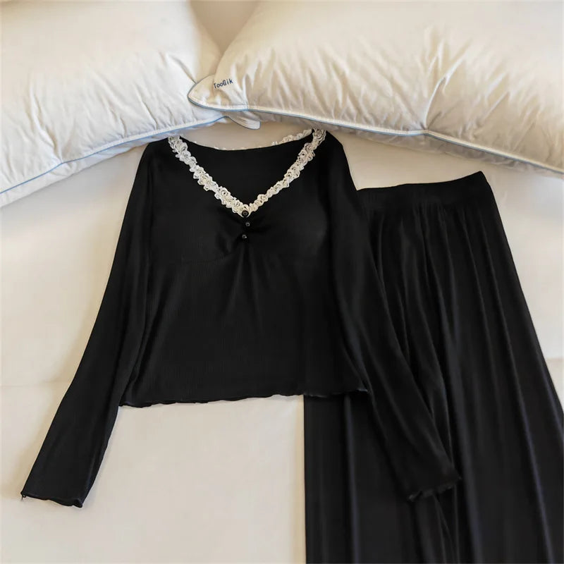 Women's Modal Pajama Set with Chest Cup